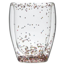 亮片雙層玻璃杯